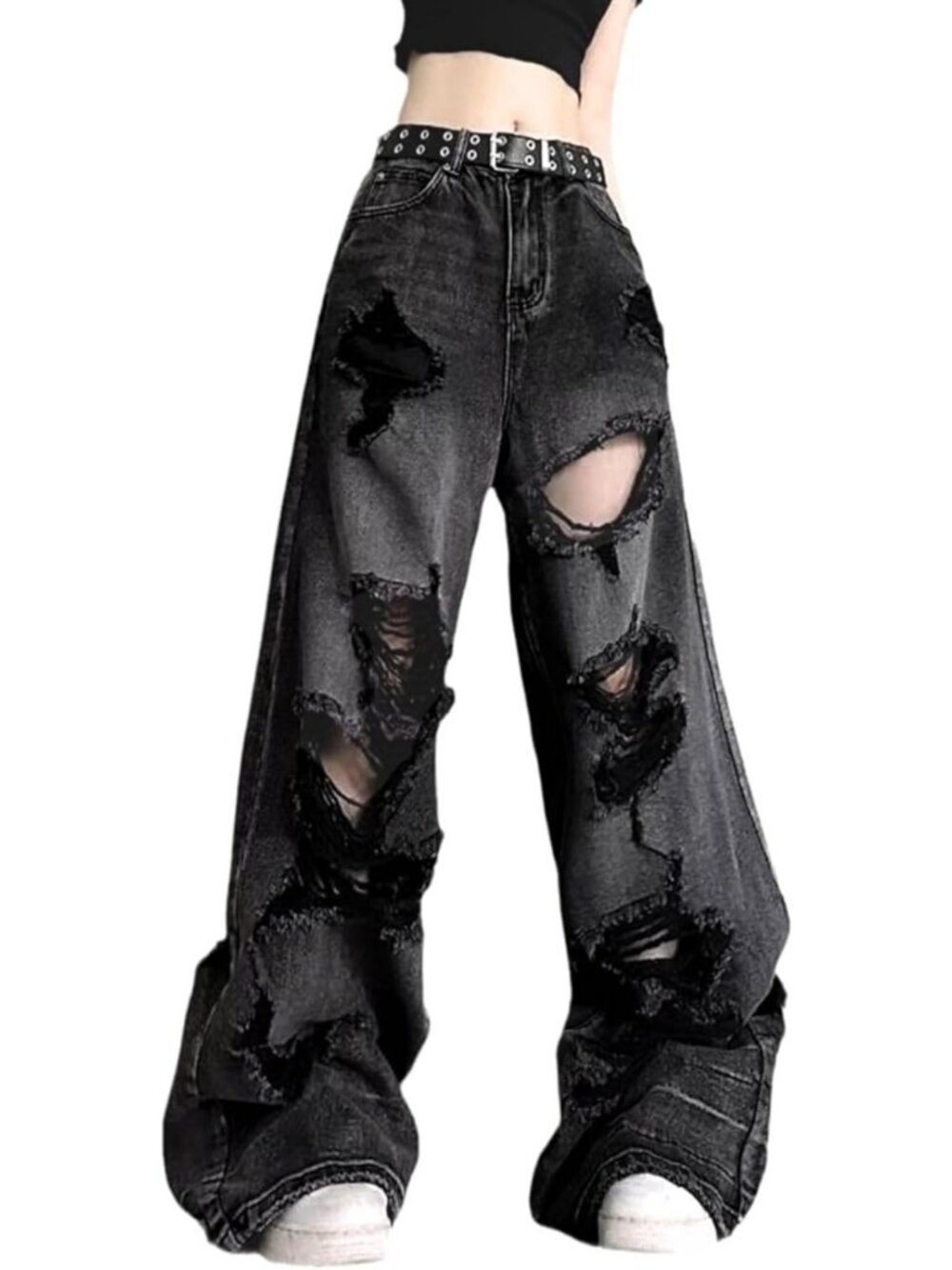 Trendy Baggy Ripped Jeans for Women & Men | High Waisted Straight Leg Pants